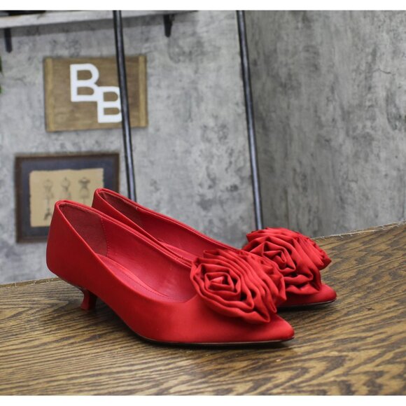 Katy Perry Womens The Micro Heel Flower Pumps KP3280 Bright Red 7.5M - Picture 1 of 12